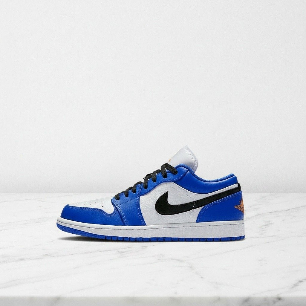 Buty sneakersy Air Jordan 1 Low dla niej i dla niego, niebiesko białe, skóra, wygodne na co dzień, unisex, 553558-401