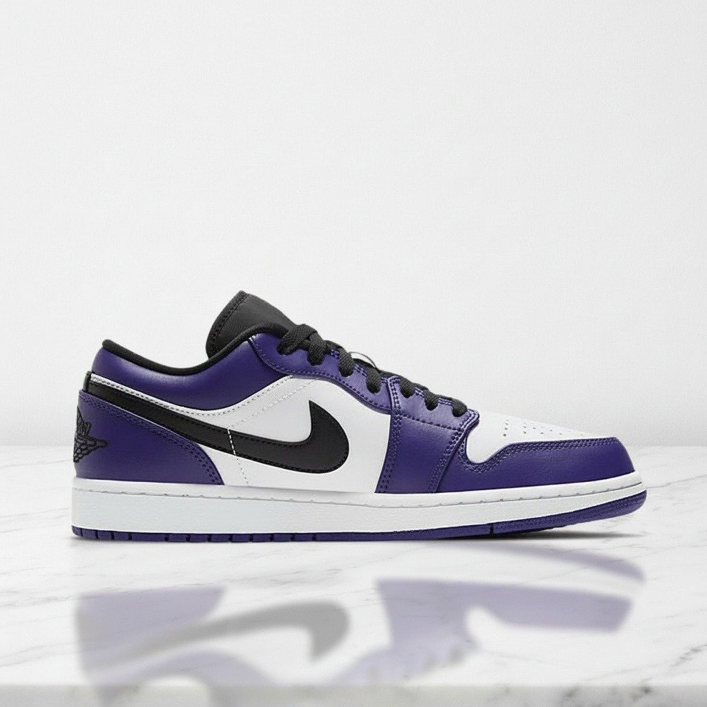 Buty Air Jordan 1 Low Court Purple na co dzień, unisex, wygodna skórzana cholewka, fioletowo biały, 553558-500