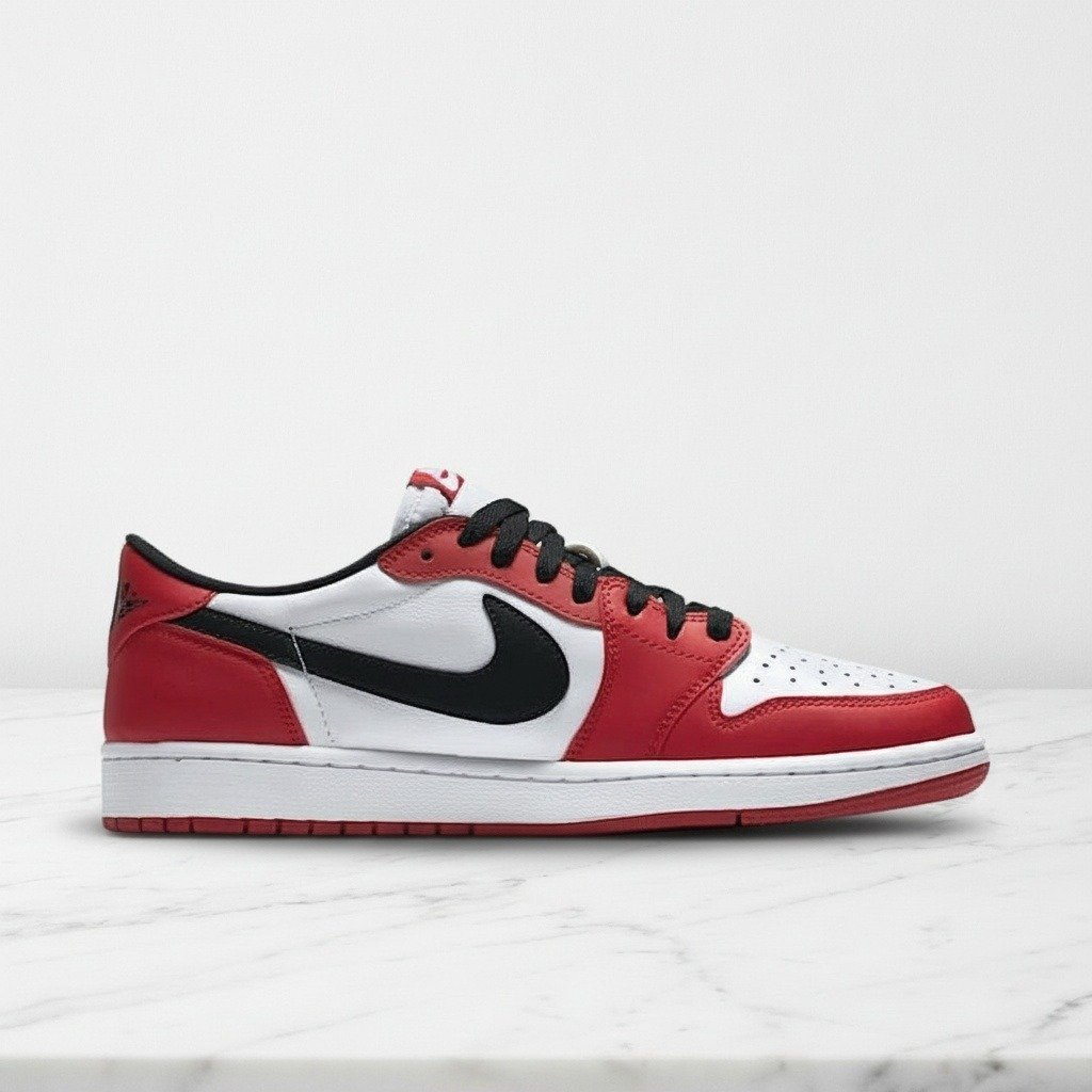 Buty na co dzień Air Jordan 1 Low OG Varsity Red, unisex, wygodna skórzana cholewka, czerwień i biel, 705329-600