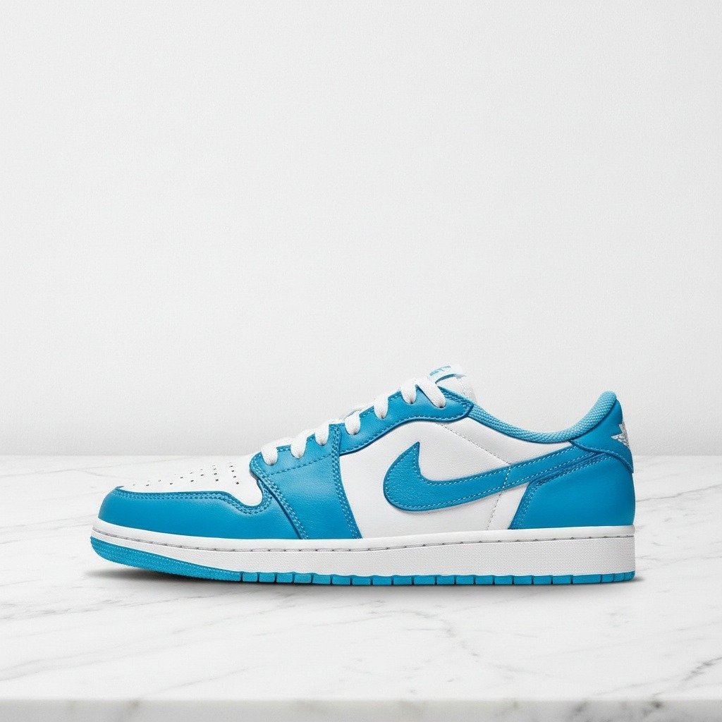 Buty Air Jordan 1 Low SB UNC dla niej i dla niego, wygodne na co dzień, błękitno białe, skórzana cholewka, CJ7891-401