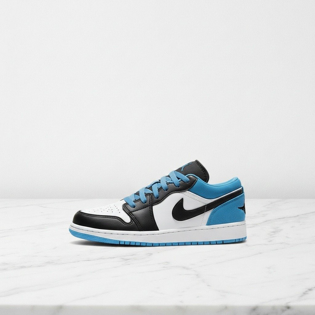Buty Air Jordan 1 Low SE Laser Blue na co dzień, unisex, wygodna skóra i tkanina, biało niebieskie, pasują do wielu stylizacji CK3022-004