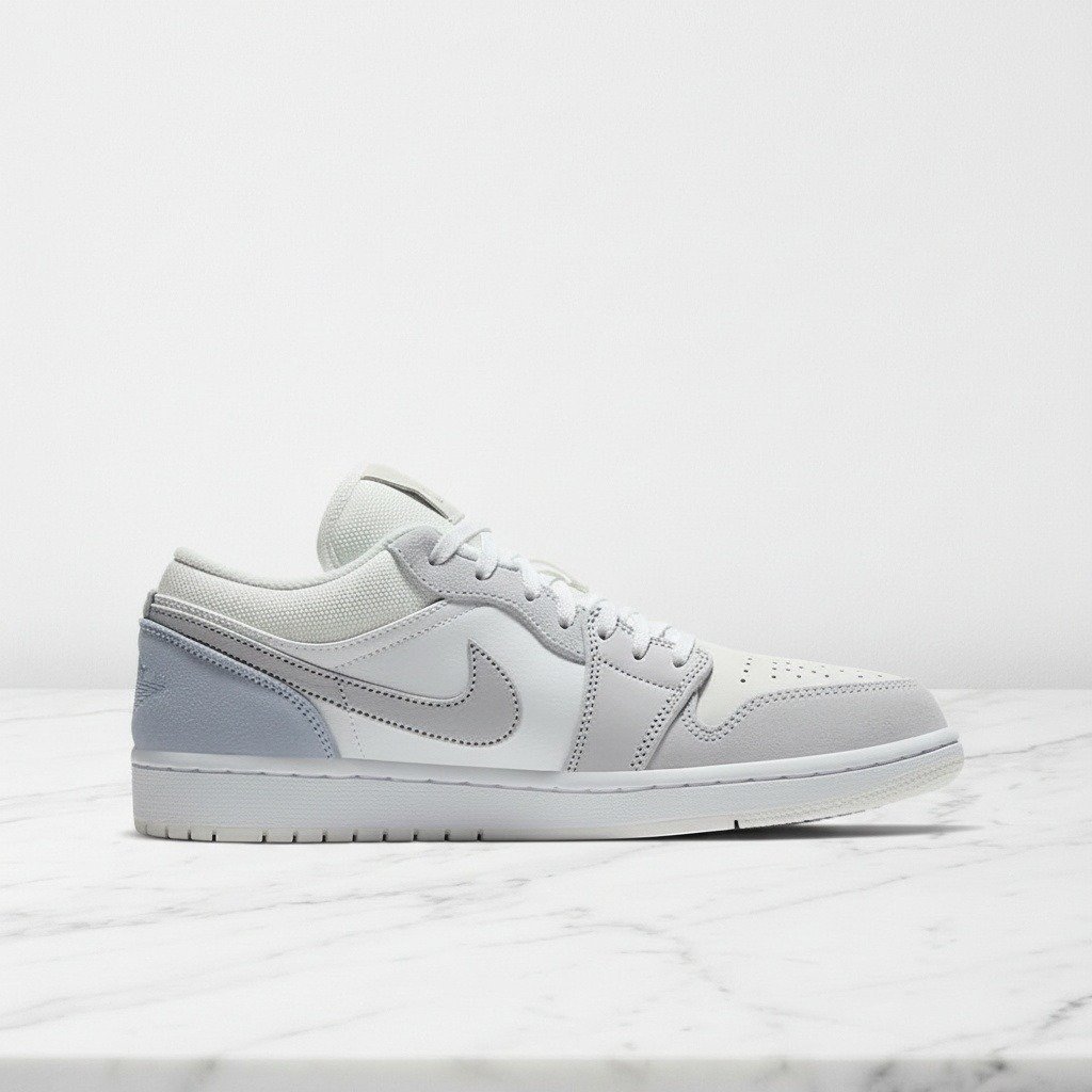 Buty sportowe Air Jordan 1 Low Paris na co dzień, unisex, wygodna skóra i nubuk, biało szare, CV3043-100
