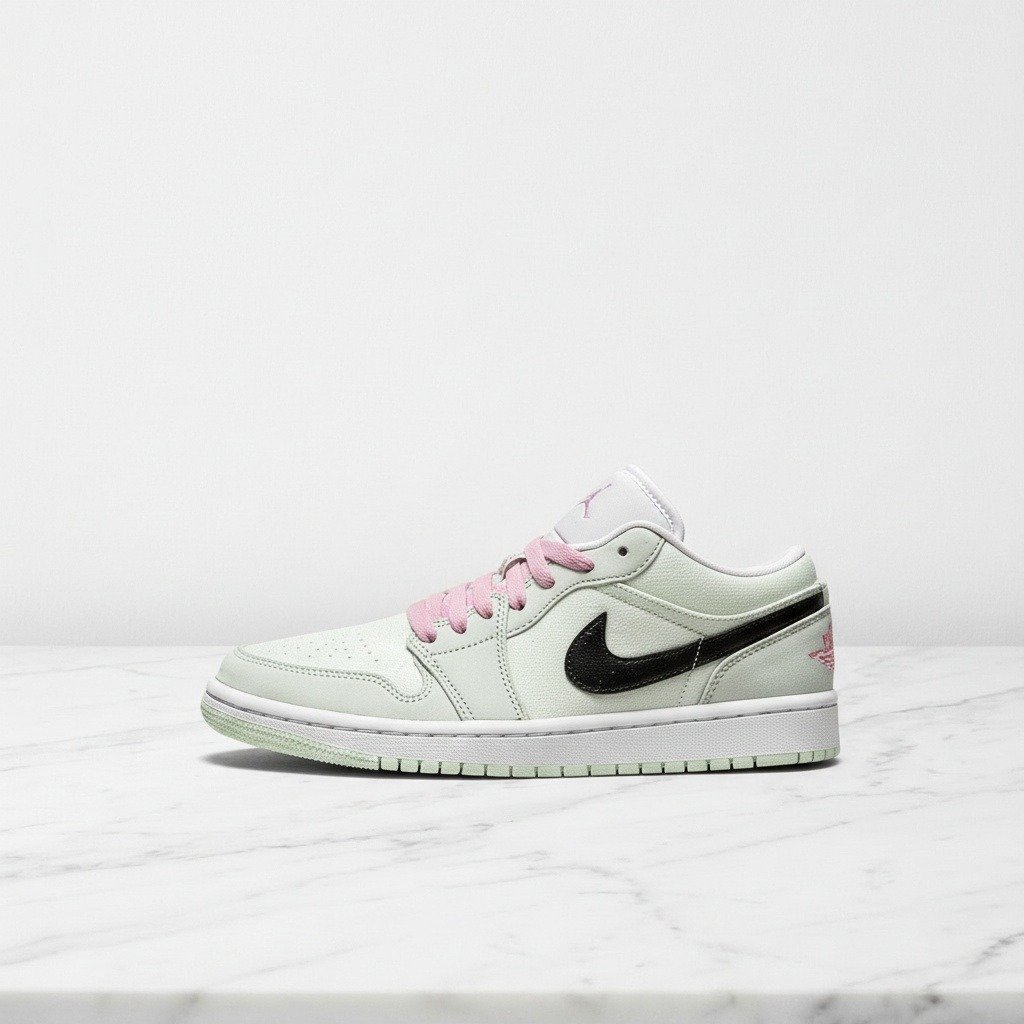 Buty damskie na co dzień, Air Jordan 1 Low SE Barely Green, mięta i róż, wygodna stylizacja, CZ0776-300