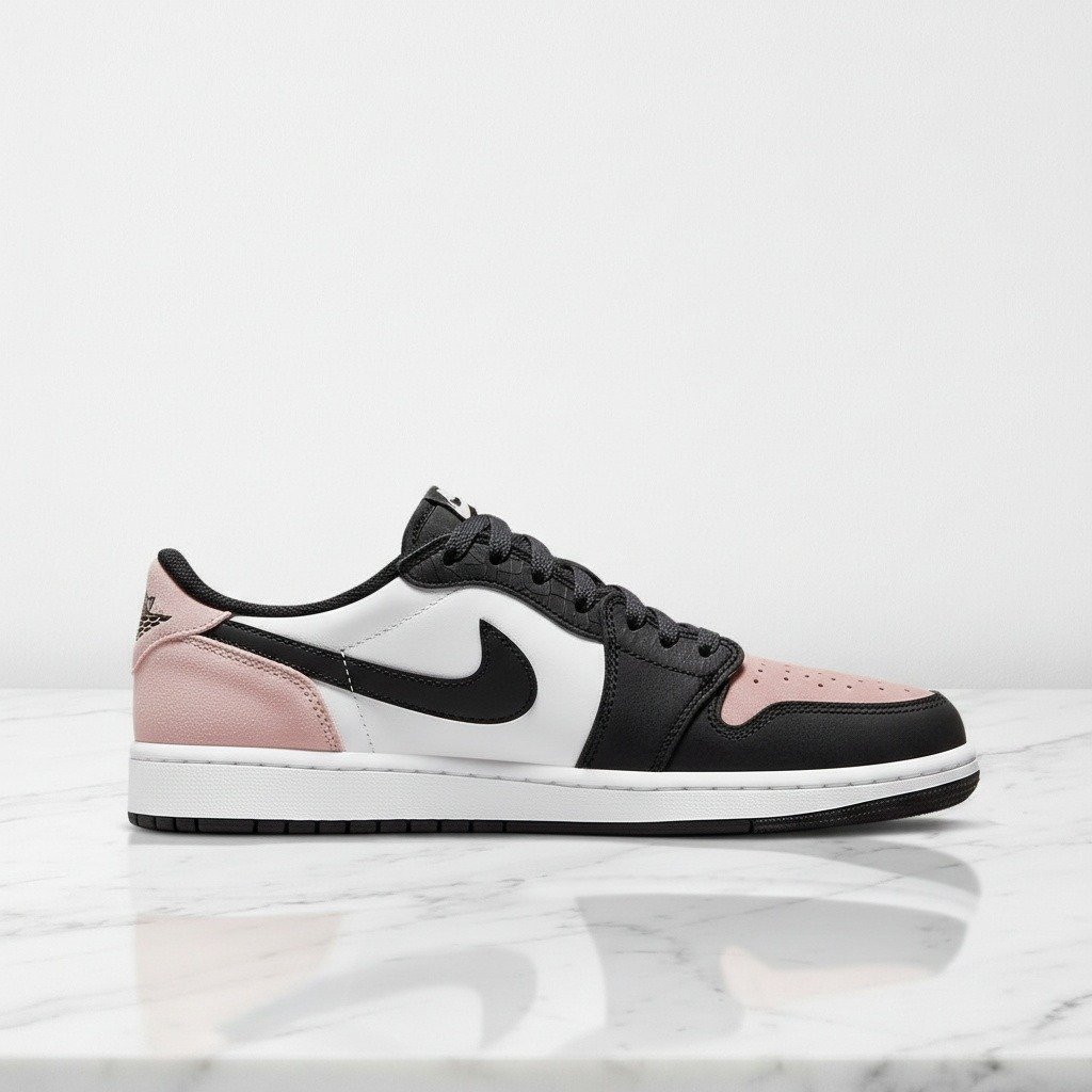 Buty Air Jordan 1 Low Retro OG Bleached Coral na co dzień, skórzane, biało czarne, unisex, CZ0790-061