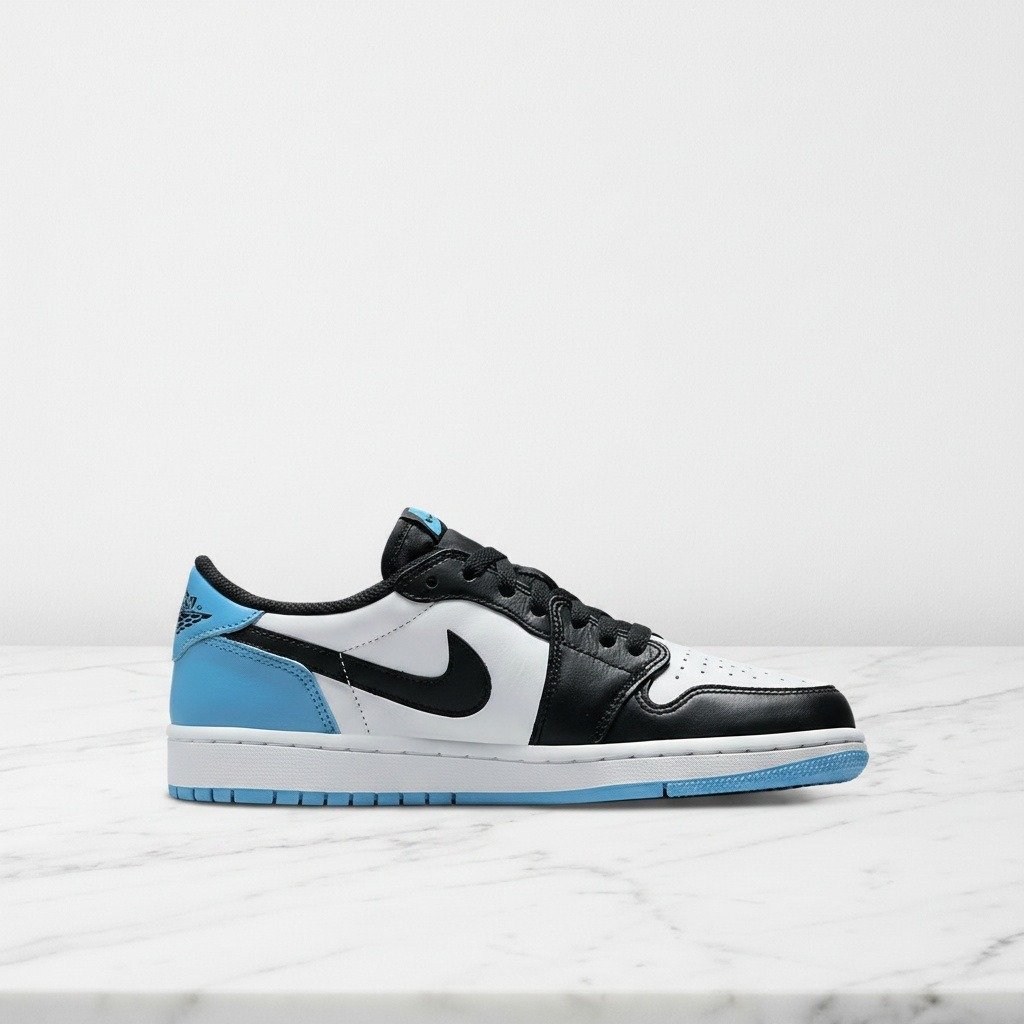 Buty Air Jordan 1 Retro Low OG UNC na co dzień, unisex, biało błękitne, skóra i tekstylna cholewka, wygodna guma, CZ0790-104