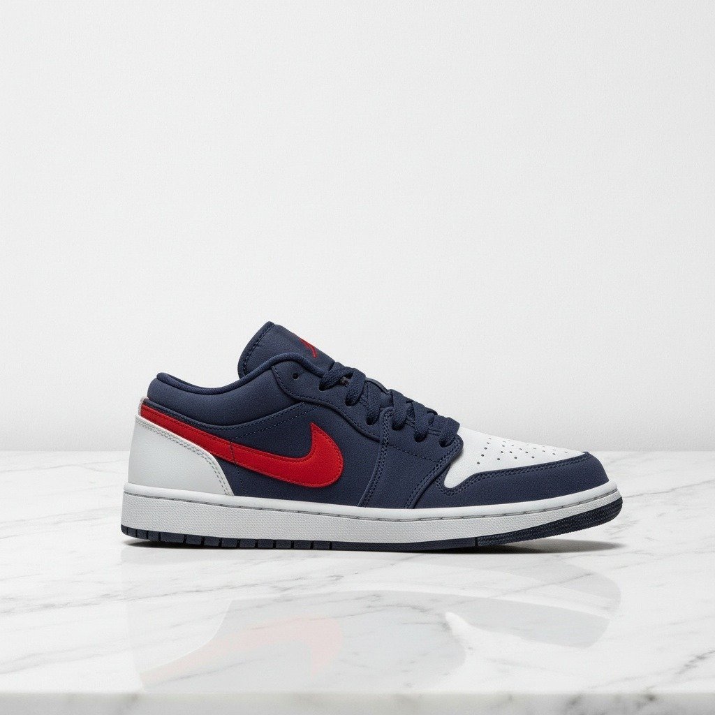 Buty Air Jordan 1 Low SE USA na co dzień, unisex, wygodna niska cholewka, granatowo-biały zamsz i skóra CZ8454-400