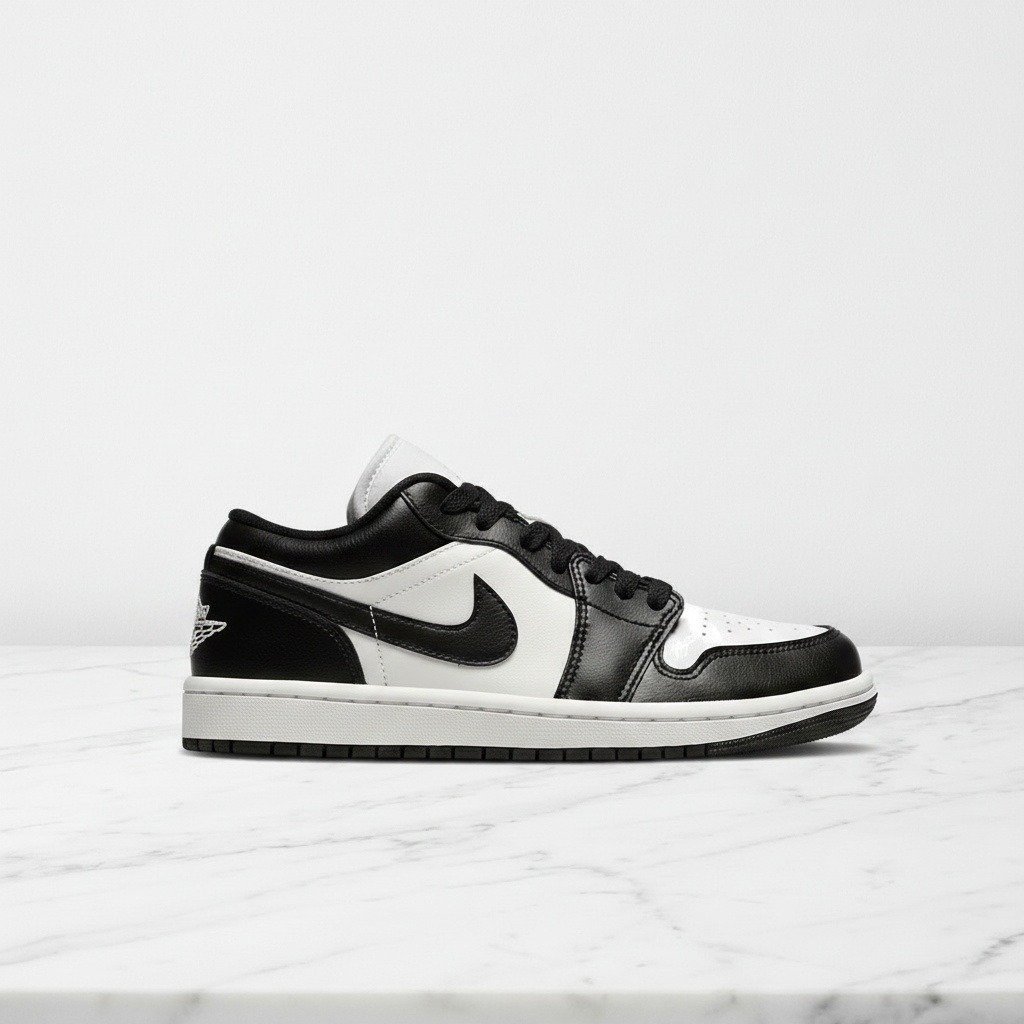 Buty Air Jordan 1 Low Panda na co dzień, wygodne sneakersy unisex, biało czarne, DC0774-101