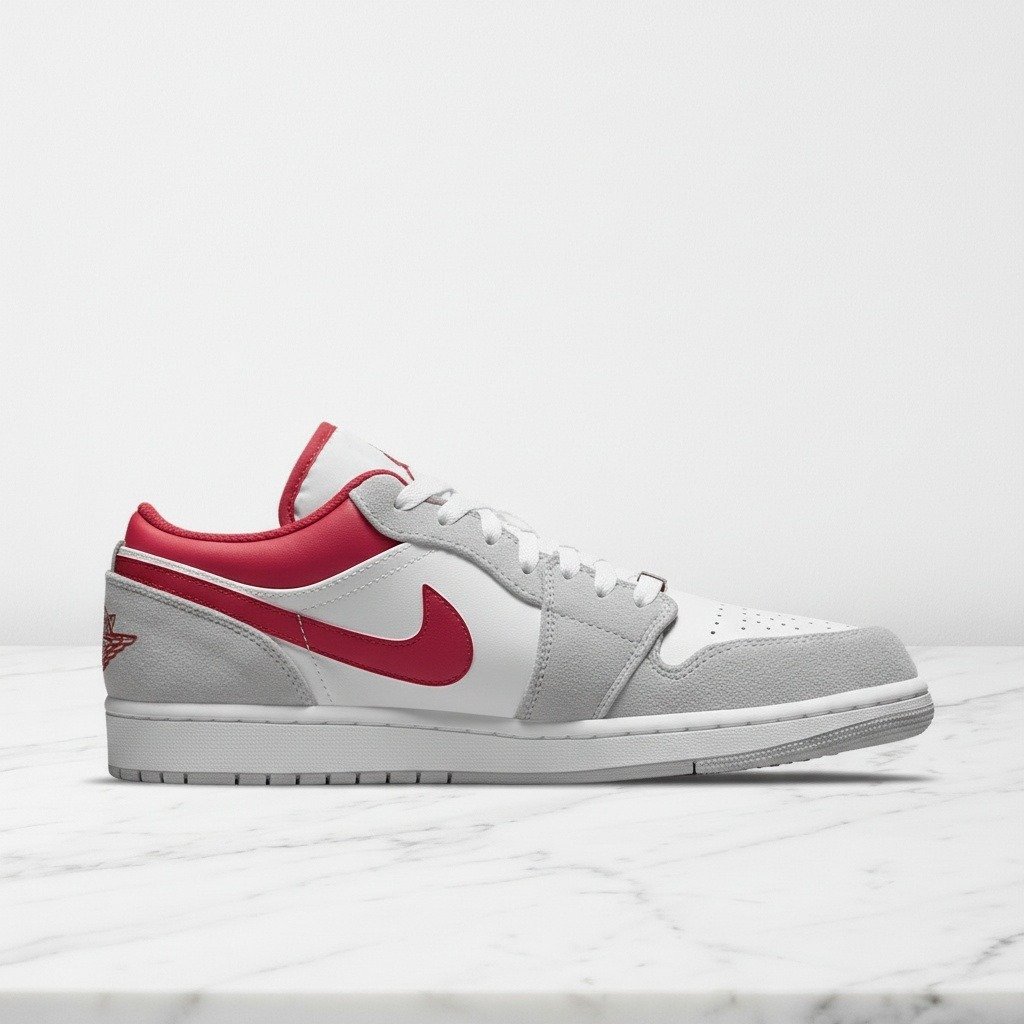 Buty Air Jordan 1 Low SE dla Ciebie na co dzień, szaro-czerwone, skóra i zamsz, wygodny niski kołnierz, unisex DC6991-016