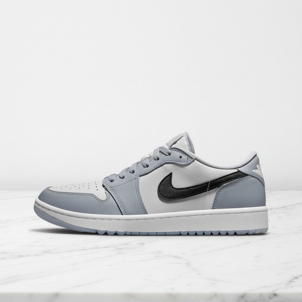 Buty Air Jordan 1 Low G szaro-białe, unisex, skórzane, wygodne na co dzień i do golfa DD9315-002