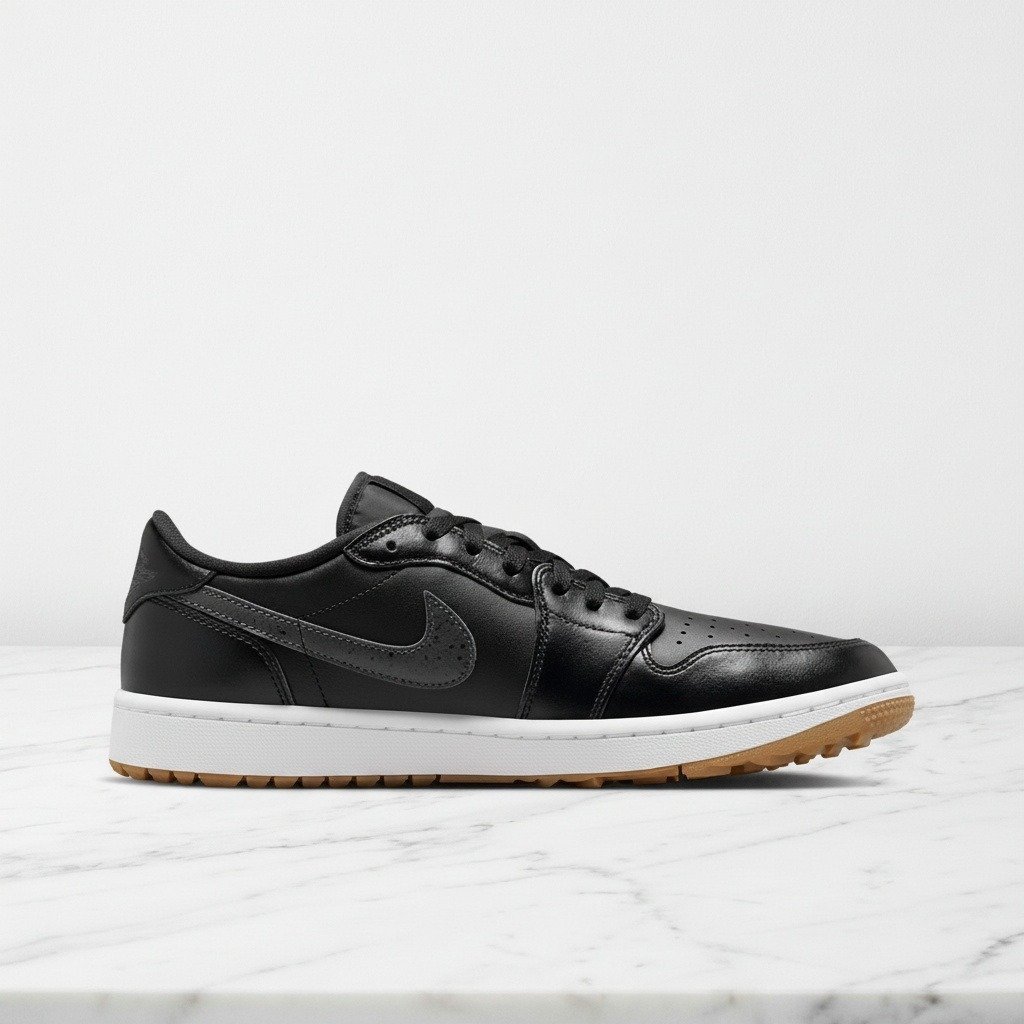Buty damskie Air Jordan 1 Low G Golf Black Gum, wygodne sneakersy na co dzień, czarne z grafitem, skóra i tekstyl, DD9315-005