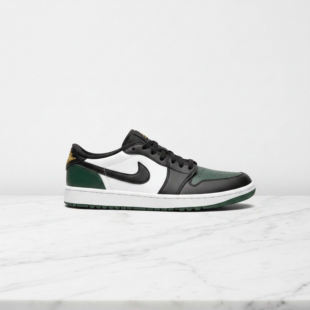 Buty Air Jordan 1 Low Golf Noble Green, wygodne sneakersy unisex na co dzień, zielono białe, skórzane, DD9315-107