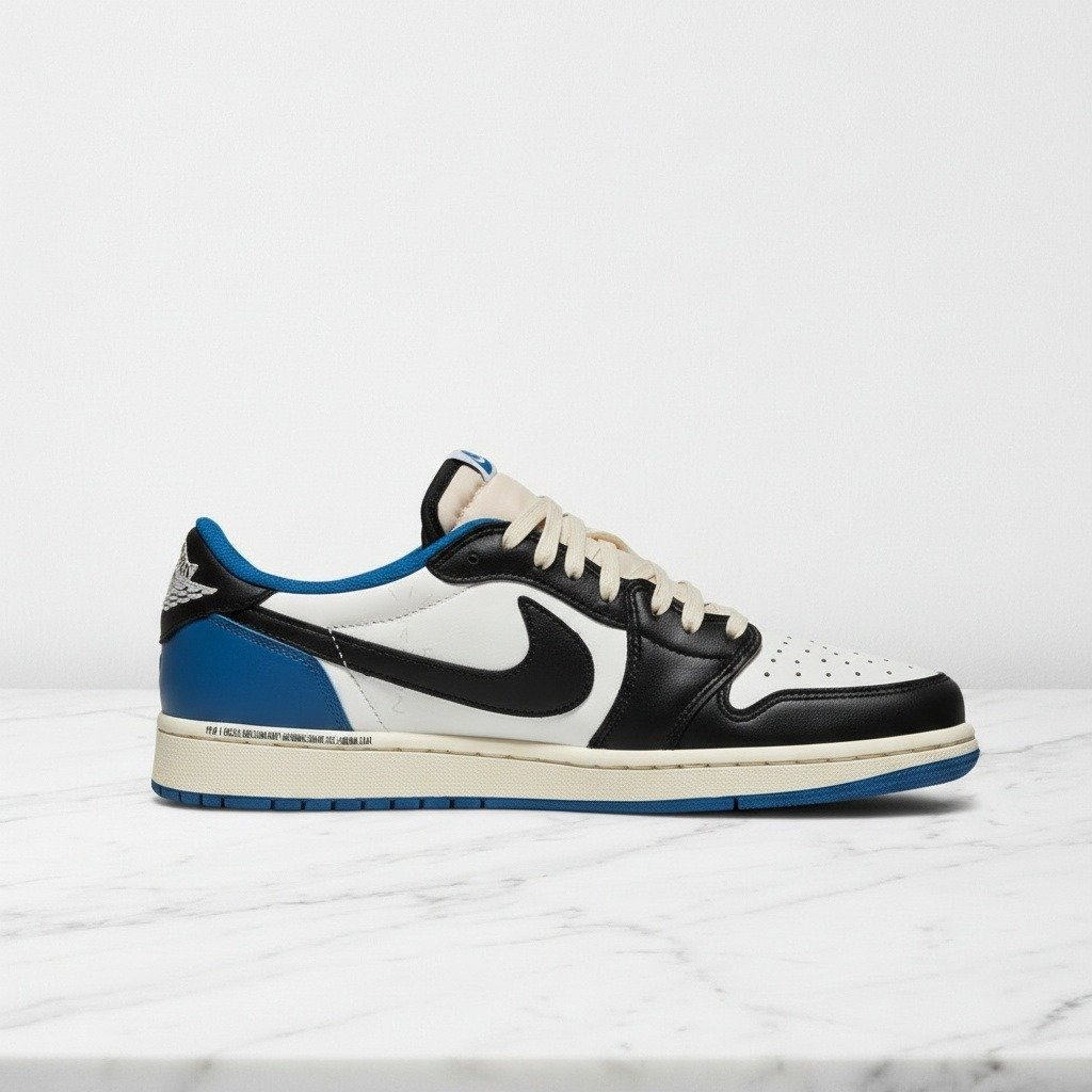 Buty sportowe na co dzień, Air Jordan 1 Low OG SP Travis Scott x Fragment, wygodne, biało niebieskie, unisex DM7866-140