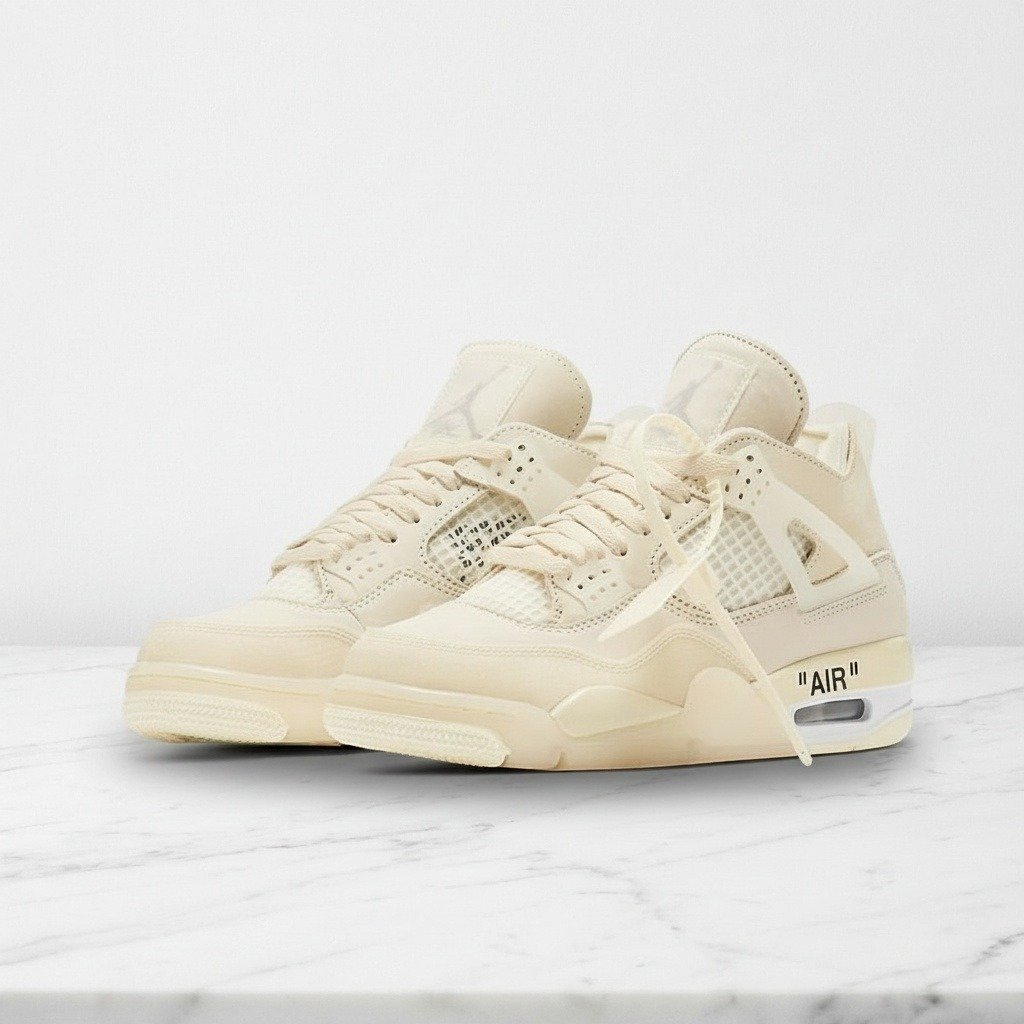 Buty Air Jordan 4 SP Off-White Sail, unisex, wygodne sneakersy na co dzień, kremowy, biały, skóra i zamsz, CV9388-100