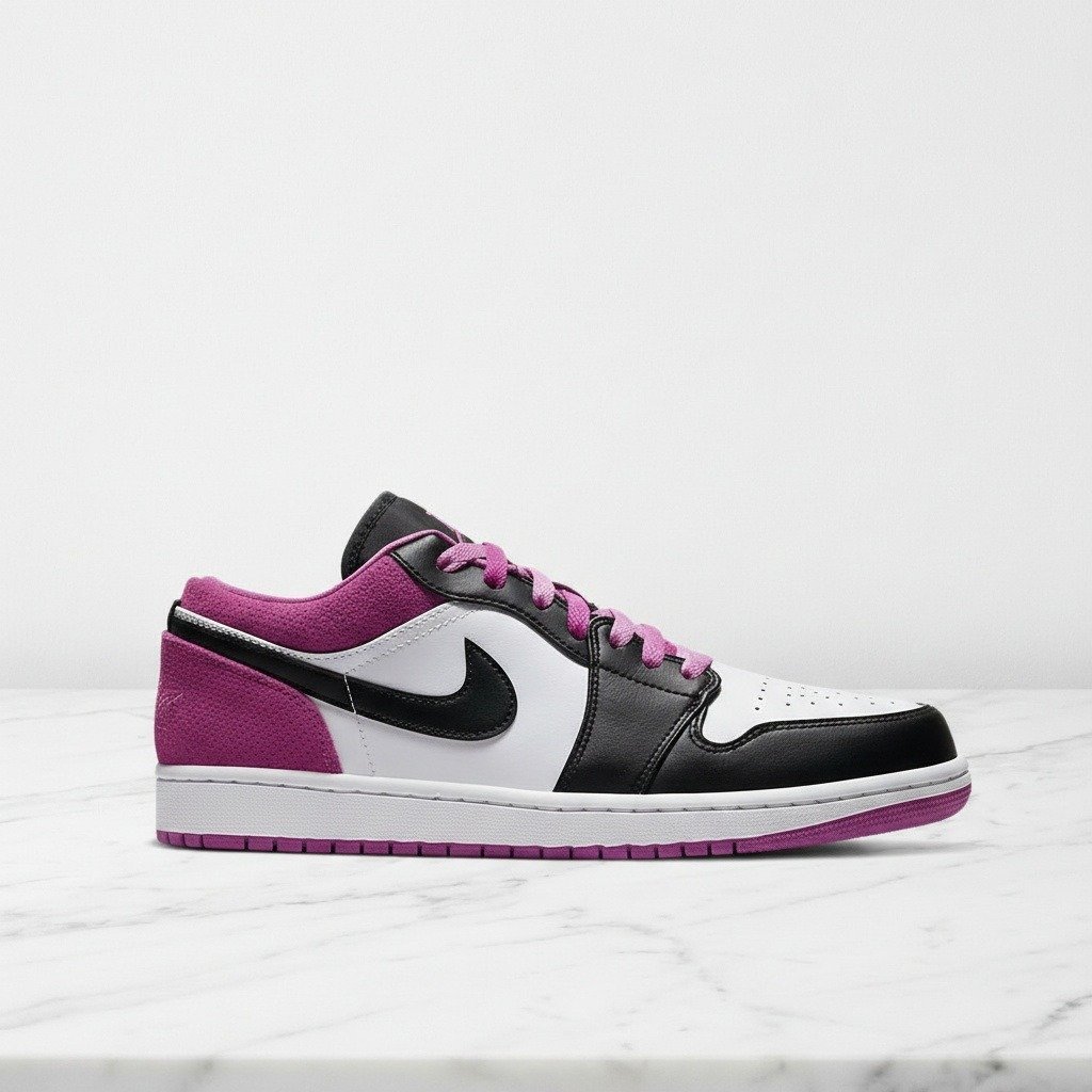 Buty na co dzień, Air Jordan 1 Low Fierce Pink, wygodne sneakersy unisex, różowo czarne, skóra, DZ5365-601