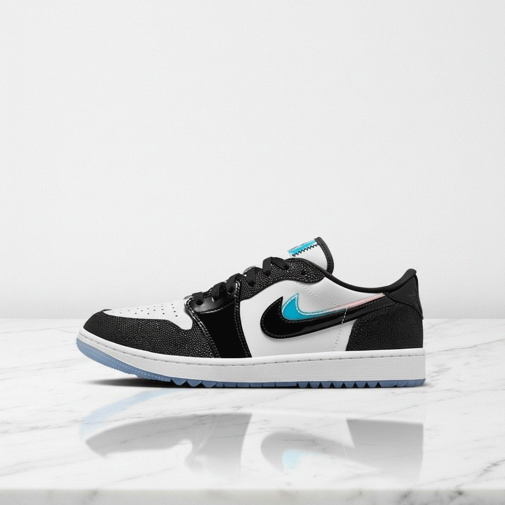 Buty Air Jordan 1 Low Golf w kolorze czarno-białym, wygodne sneakersy unisex na co dzień i na pole golfowe, FZ4159-100