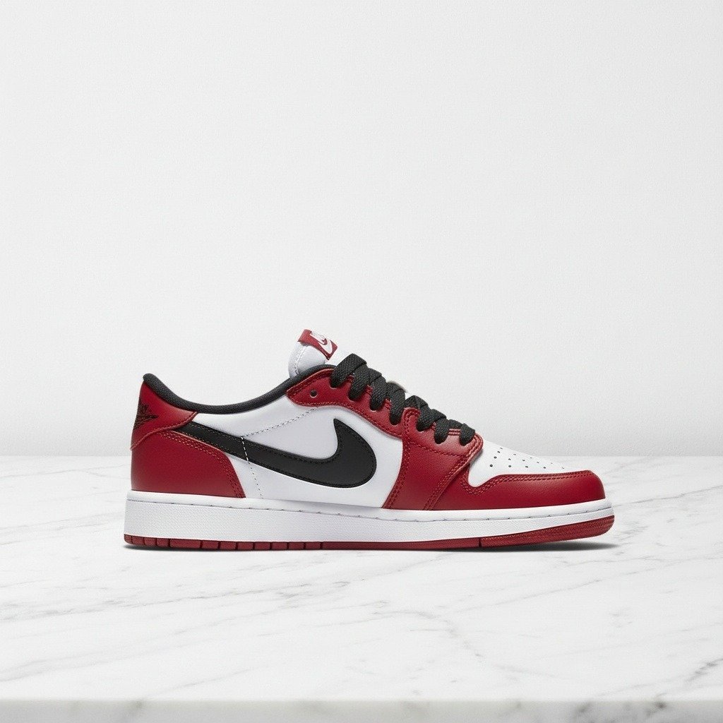 Buty sportowe Air Jordan 1 Retro Low OG Chicago, unisex, biało-czerwone, wygodne na co dzień, skóra i zamsz HQ6998-600