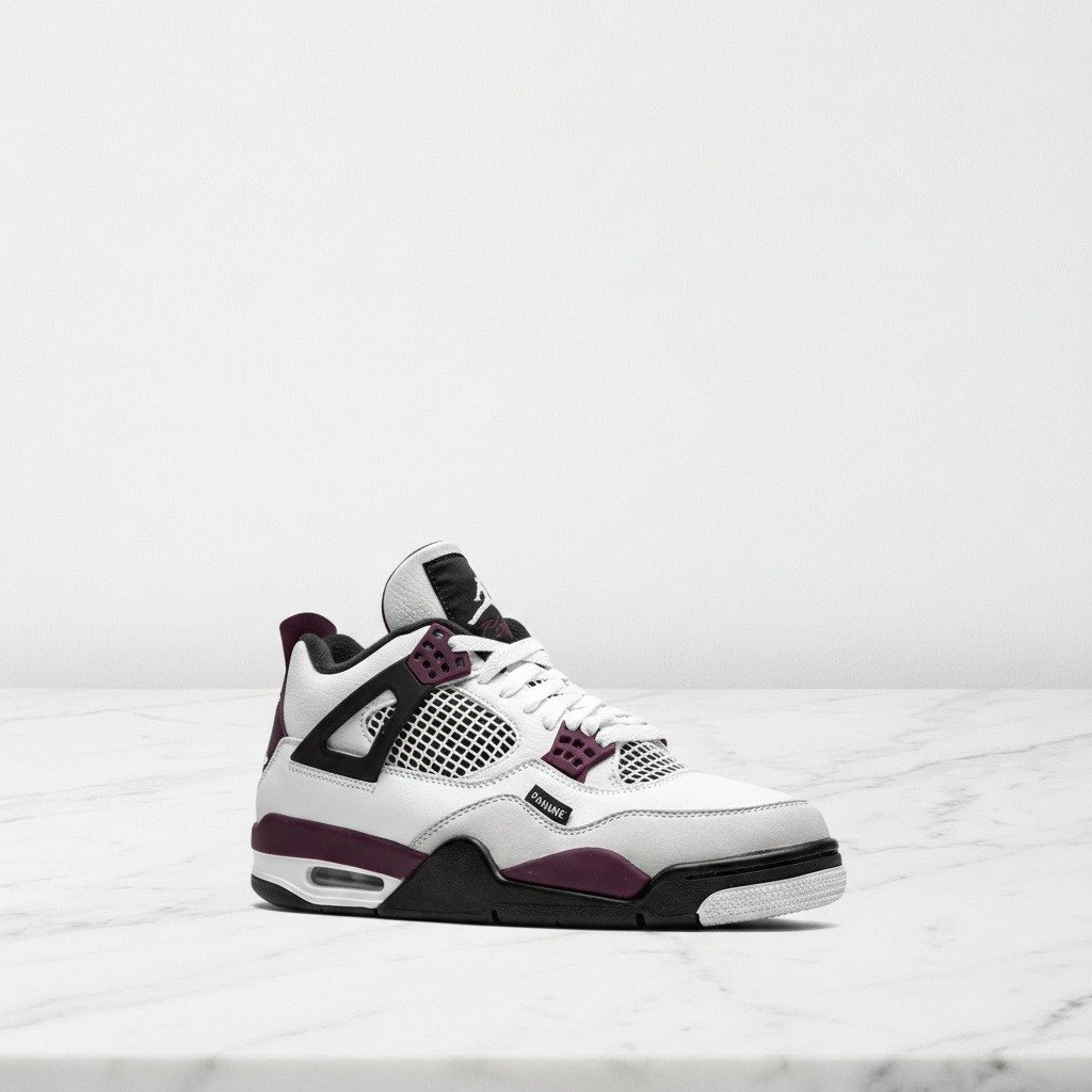 Buty Air Jordan 4 Retro PSG Paris na co dzień, wygodne sneakersy unisex, biel, fiolet, czerń, skóra z syntetykiem CZ5624-100