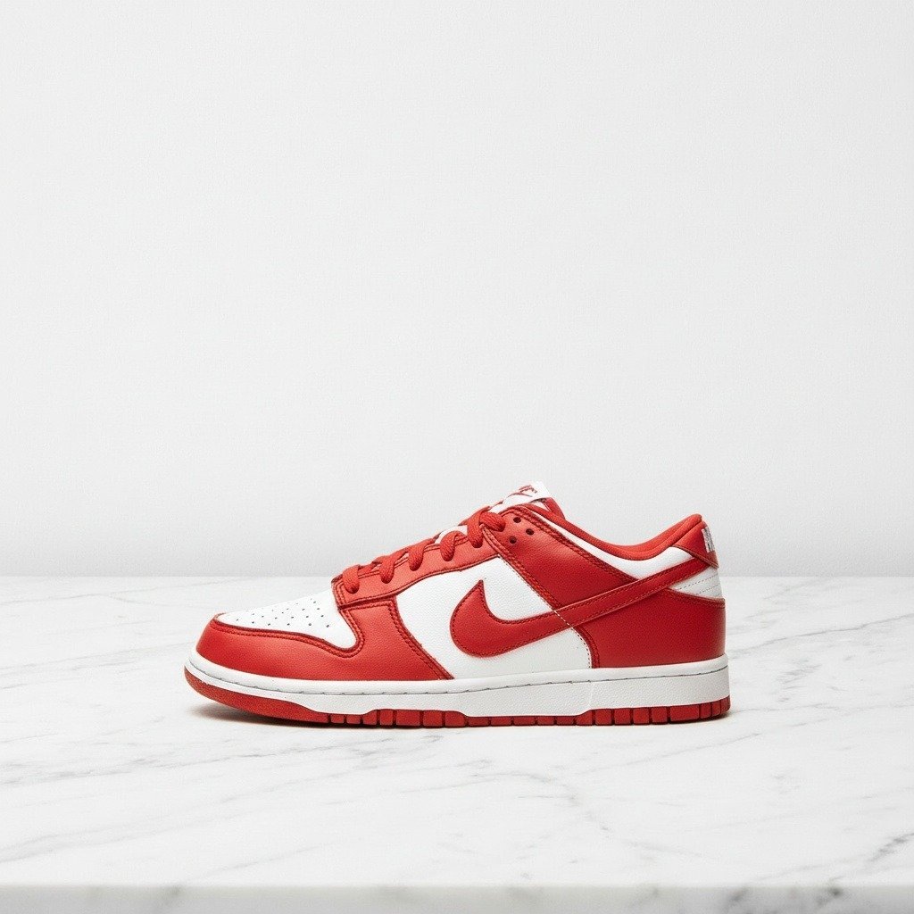 Buty Nike Dunk Low Retro SP St Johns na co dzień, unisex, czerwono-białe, skórzane, wygodne sneakersy CU1727-100