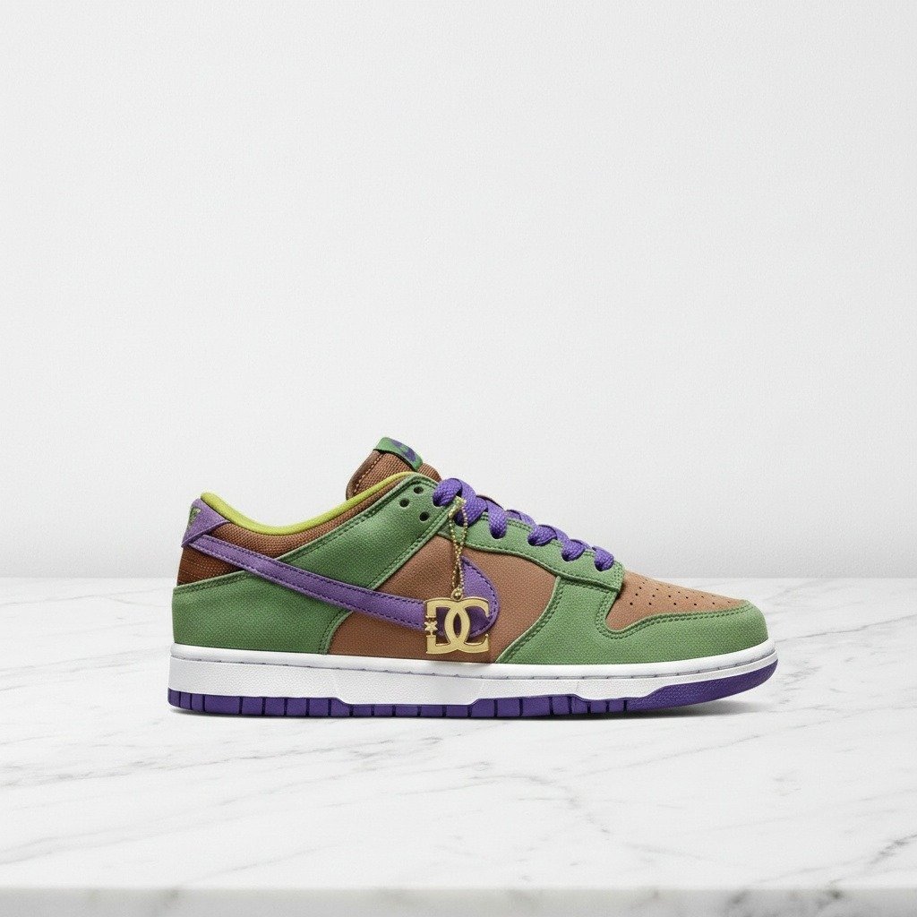 Nike Dunk Low SP Veneer, wygodne sneakersy unisex na co dzień, zamszowa cholewka w zieleni i brązie, DA1469-200