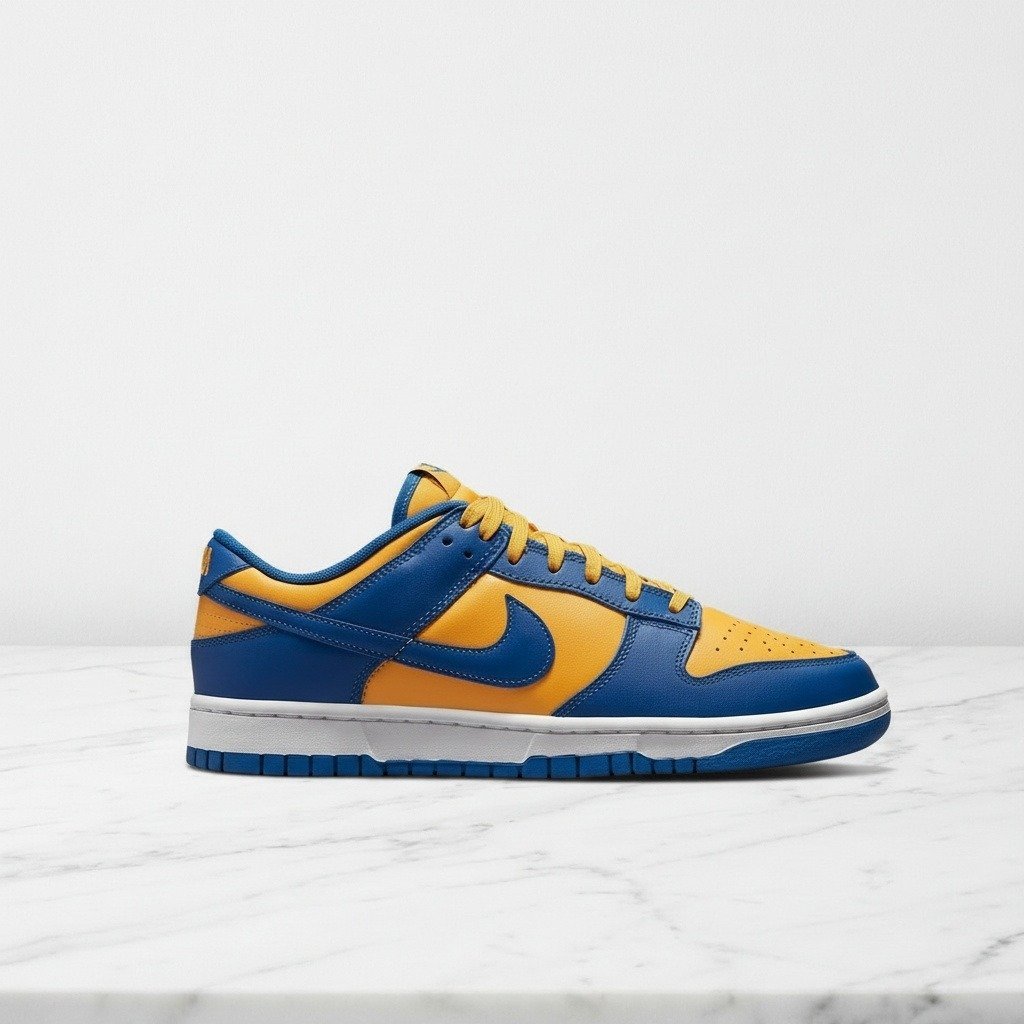 Nike Dunk Low Ucla, skórzane sneakersy unisex na co dzień, niebiesko-żółte, wygodne i stylowe DD1391-402