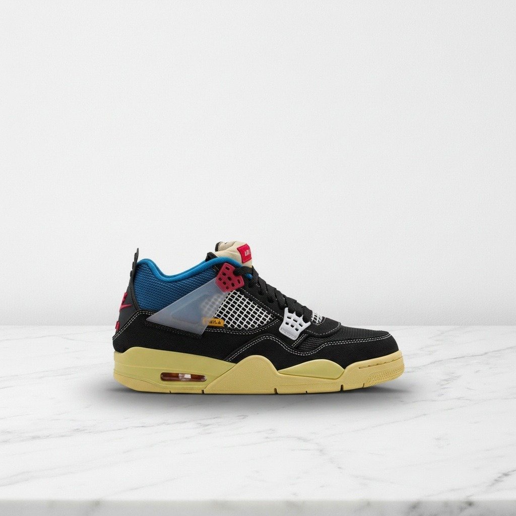 Buty Air Jordan 4 Union Retro SP Off Noir, unisex, wygodne na co dzień, czarne z niebieskim, DC9533-001