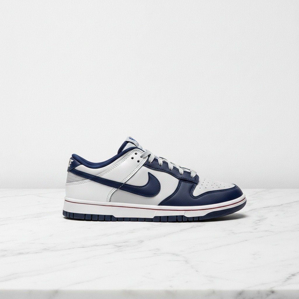Buty Nike Dunk Low Retro EMB Brooklyn Nets, na co dzień, wygodne sneakersy unisex, biało granatowe, skóra DD3363-001