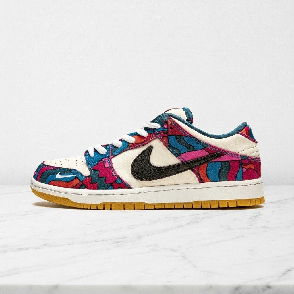 Buty Nike SB Dunk Low Parra Abstract Art na co dzień, unisex, wygodna amortyzacja Zoom Air, wielokolorowe beżowe DH7695-600