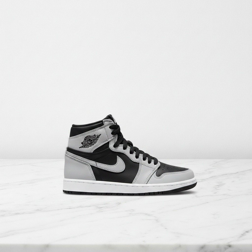 Sneakersy Air Jordan 1 High OG Shadow 2.0, czarno-szare buty unisex na co dzień, skórzana cholewka, wygodna amortyzacja Air, wysoki krój, 555088-035