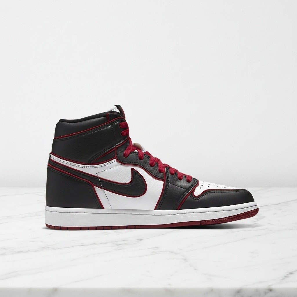 Sneakersy Air Jordan 1 High OG Black, wygodne buty unisex na co dzień, skóra naturalna, amortyzacja Air, czarno-białe 555088-062