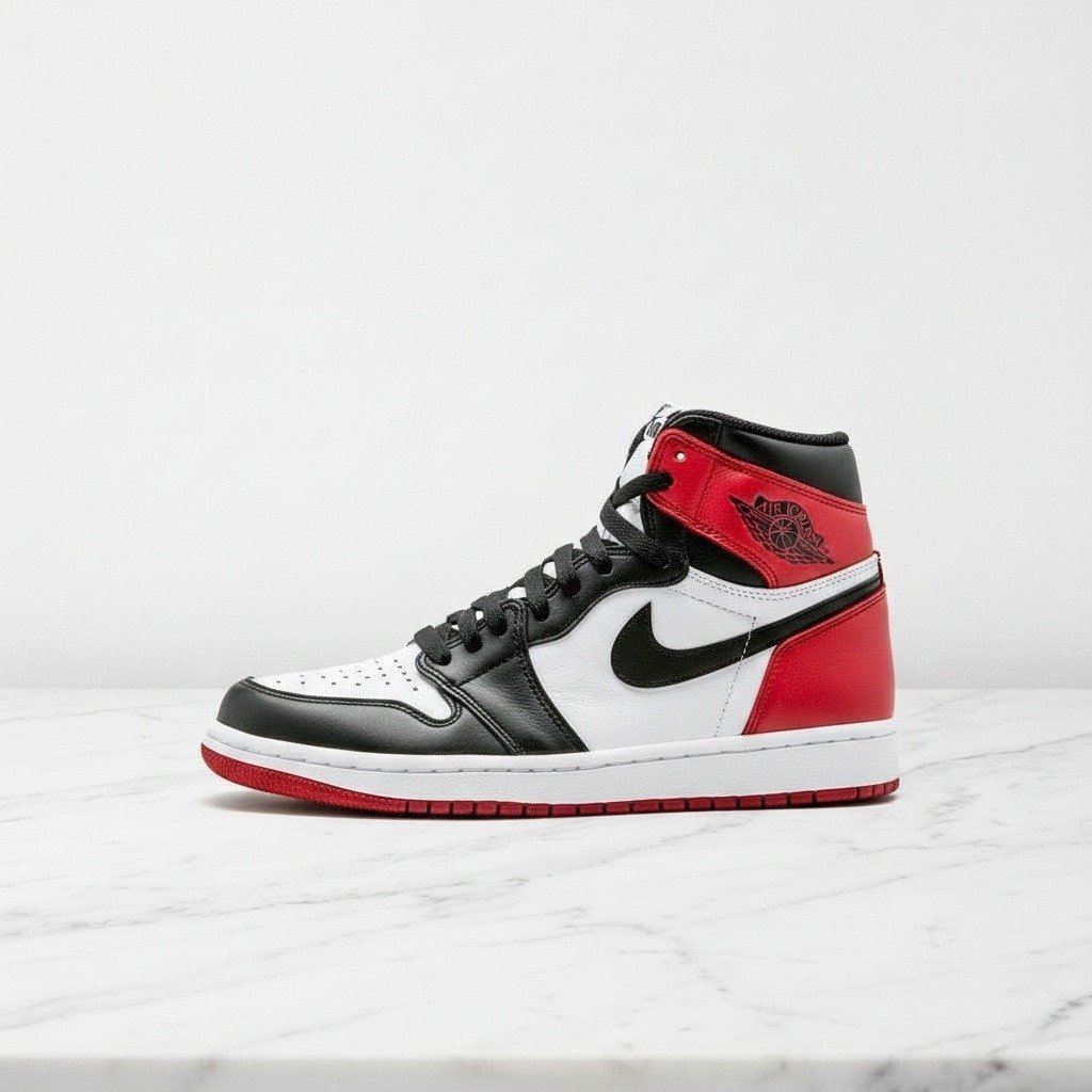 Sneakersy Air Jordan 1 High Black Toe, codzienne buty unisex, czarno-biała skóra naturalna, wygodna amortyzacja na cały dzień, 555088-125