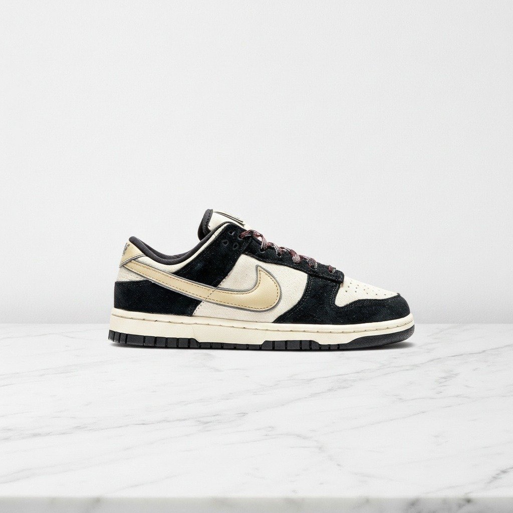 Nike Dunk Low LX Black Suede, wygodne sneakersy unisex na co dzień, zamsz i skóra, beżowo czarne, DV3054-001