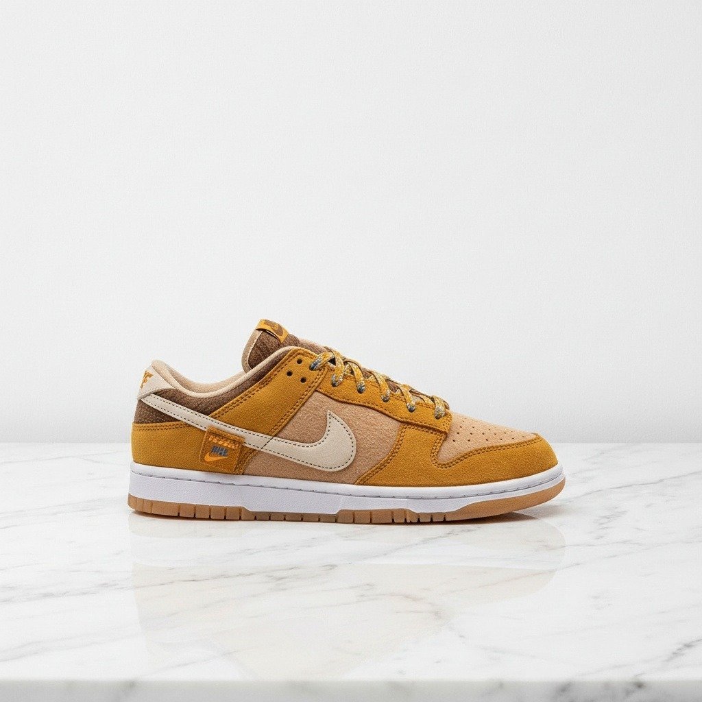 Buty Nike Dunk Low SE Teddy Bear Praline na co dzień, wygodne sneakersy unisex, karmelowo beżowe z misiem na pięcie, DZ5350-288