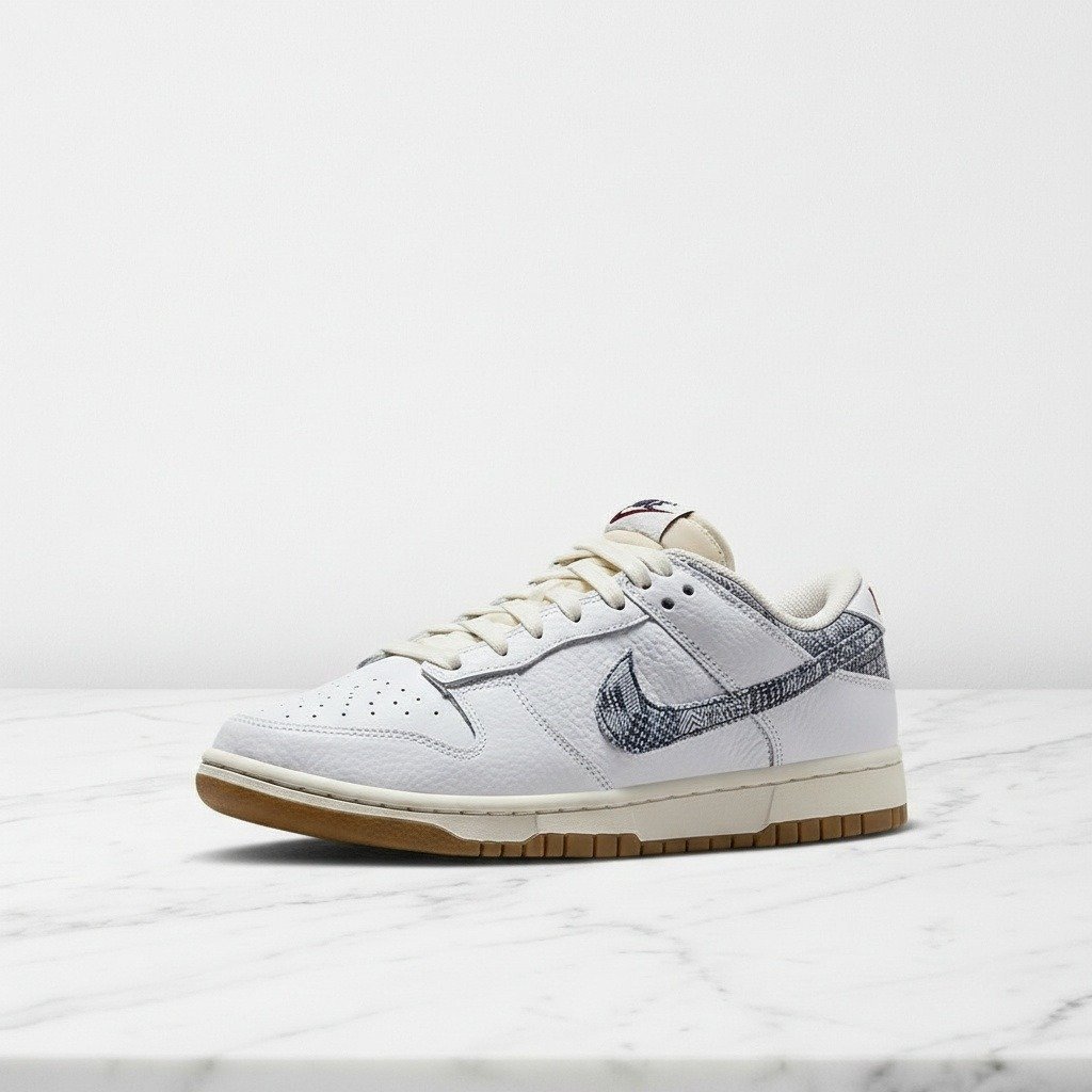 Buty Nike Dunk Low Washed Denim na co dzień, unisex, biało-granatowe, skórzana cholewka, wygodna gruba podeszwa, FN6881-100