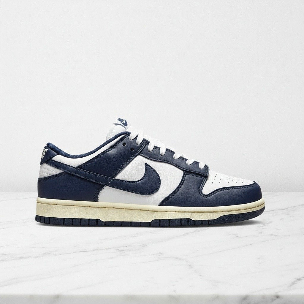 Buty Nike Dunk Low Vintage Navy na co dzień, unisex, wygodna skórzana cholewka, granatowo-białe, pasują do wielu stylizacji, FN7197-100