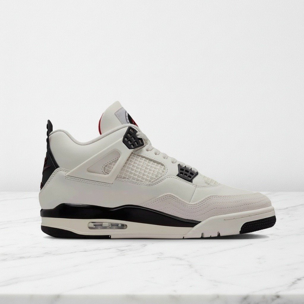 Buty sneakersy na co dzień Air Jordan 4 Flight Club, wygodne, biało-czarne, skóra i siatka, unisex IM4002-100