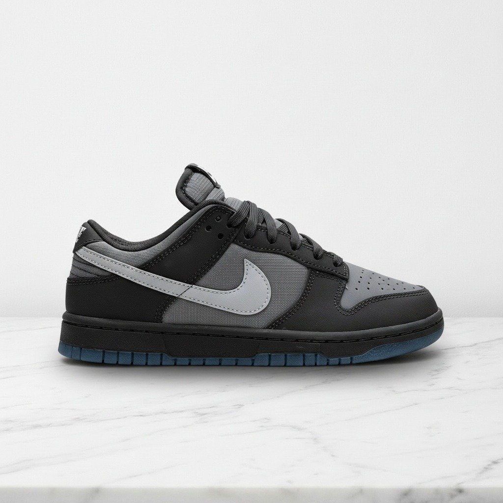 Nike Dunk Low Anthracite, wygodne sneakersy unisex na co dzień, szaro czarne, skóra i nylon, FV0384-001