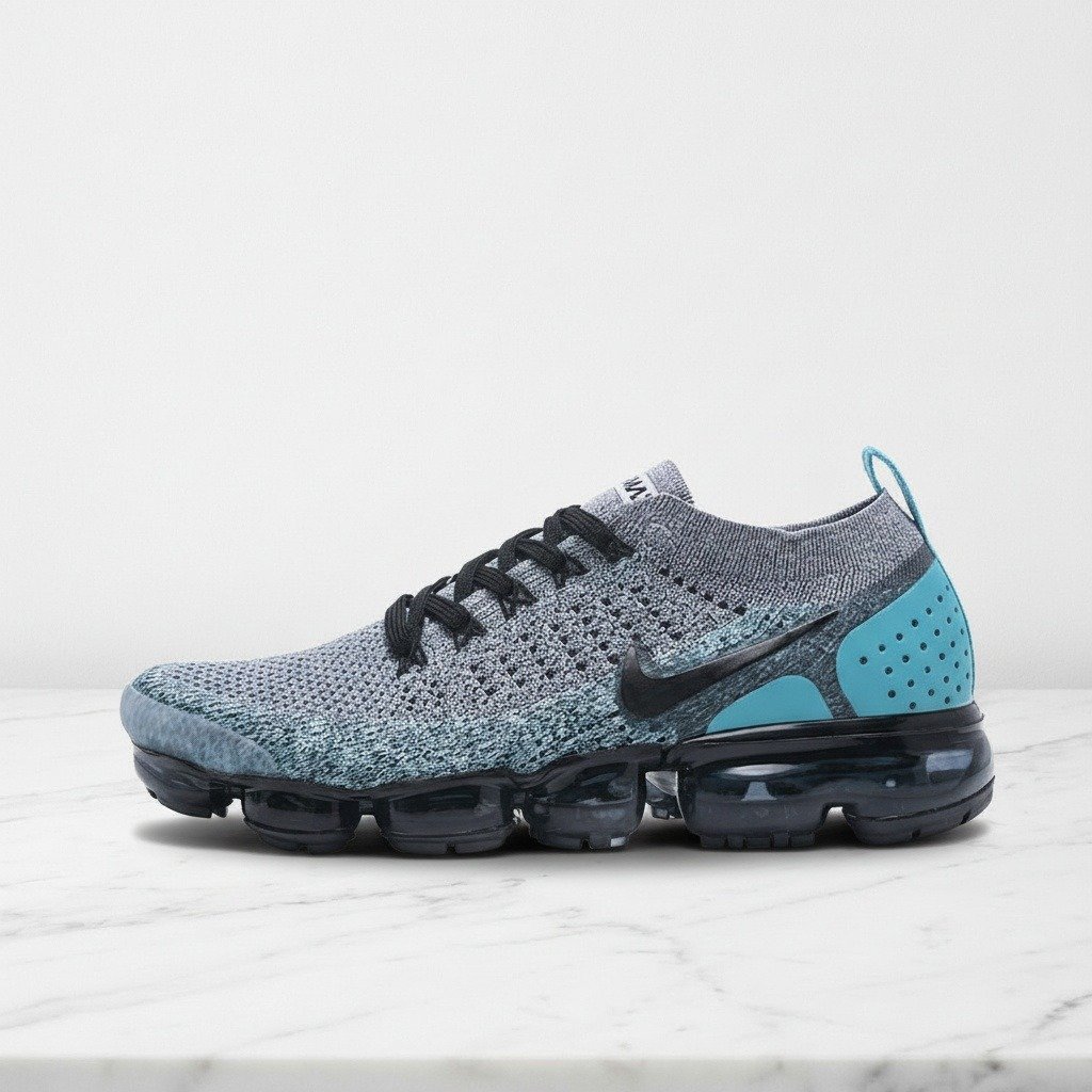 Buty Nike Air VaporMax 2.0 Dusty Cactus Hyper Jade, wygodne sneakersy unisex na co dzień, szare z turkusem, oddychający Flyknit 942842-104