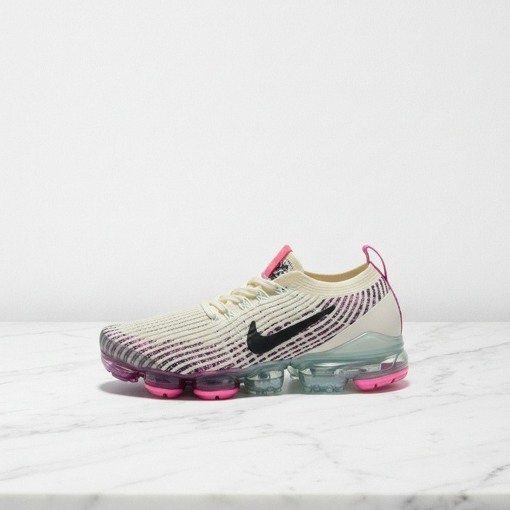 Buty damskie Nike Air VaporMax Flyknit 3, wygodne sneakersy na co dzień w beżu i różu, lekka amortyzacja powietrzna, AJ6910-201