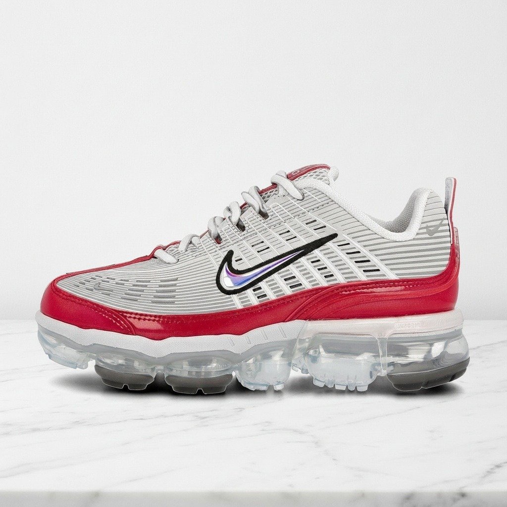 Nike Air VaporMax 360 dla Ciebie, wygodne sneakersy unisex, czerwono-szare, pełna poduszka powietrzna na co dzień, CK2718-002