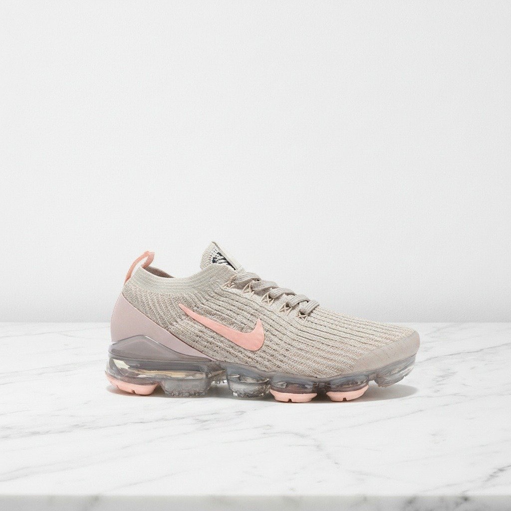Buty Nike Air VaporMax Flyknit 3 Light Cream, wygodne sneakersy unisex na co dzień, beżowo-różowe, dzianina Flyknit, CT1274-200