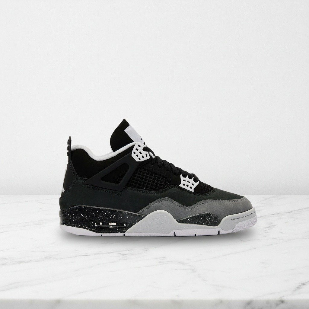 Buty Air Jordan 4 Fear na co dzień, unisex, czarno-szare, zamsz i siatka, wygodna amortyzacja Air, FQ8138-002