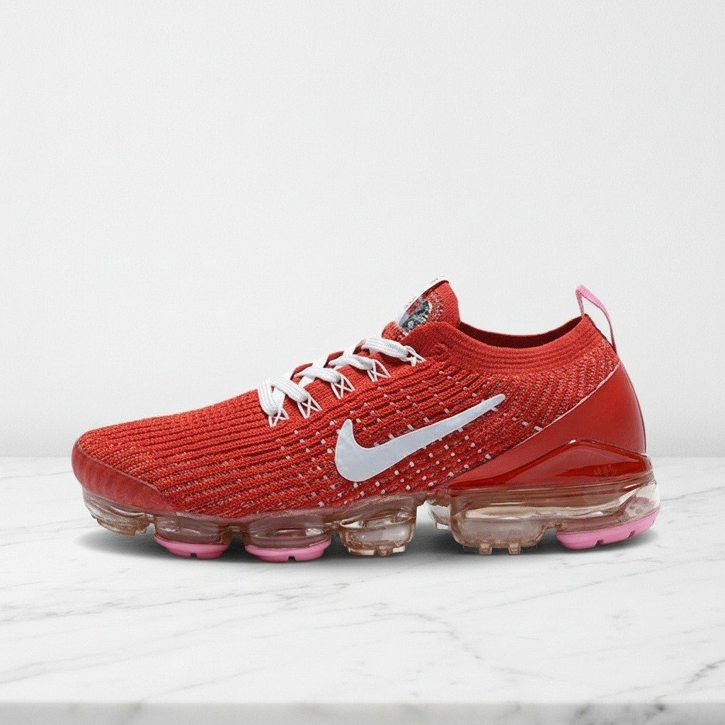 Buty Nike Air VaporMax Flyknit 3 na co dzień, czerwono różowe, wygodna dzianina, unisex, Track Red Magic Flamingo CU4756-600