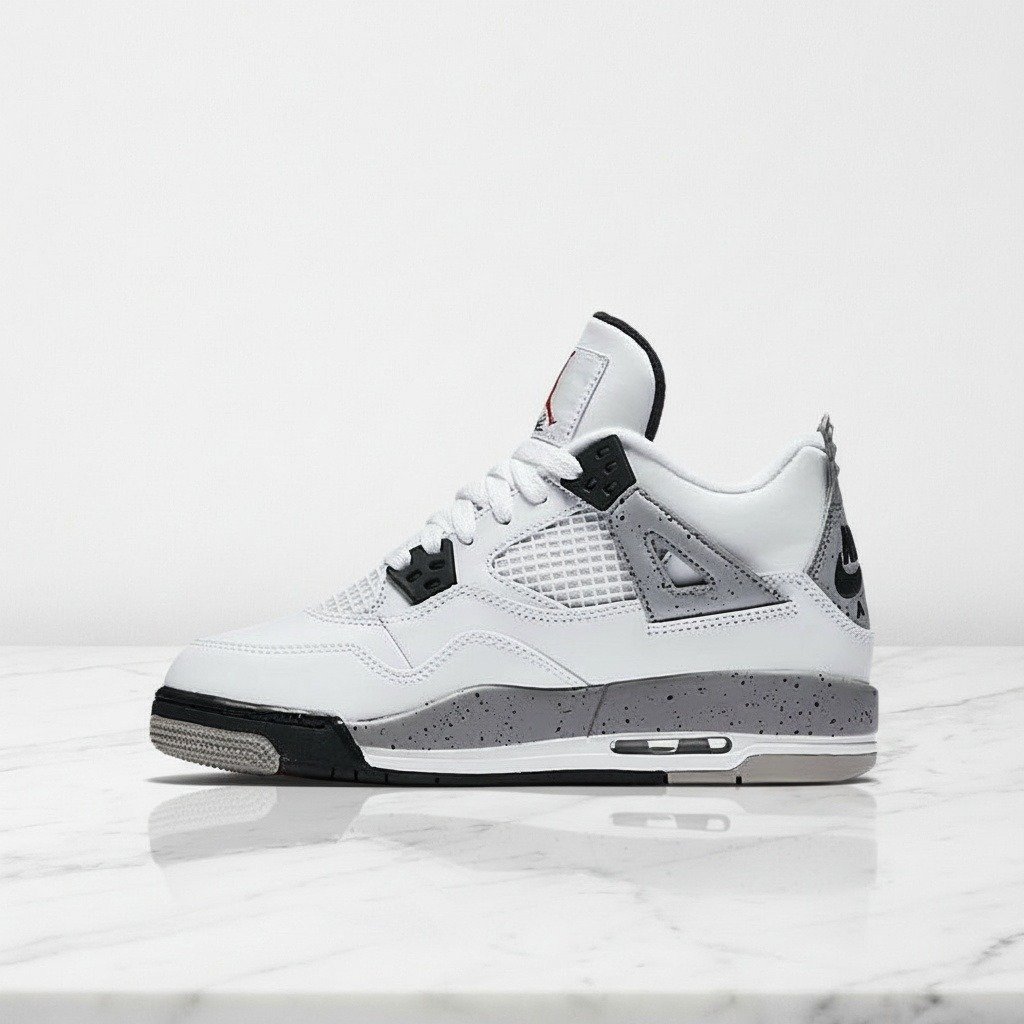 Buty Air Jordan 4 Retro OG White Cement na co dzień, unisex, wygodne, skóra i siatka, biało-szare, idealne do casualowych stylizacji FV5029-100