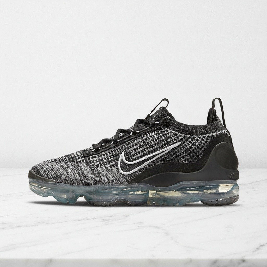 Buty Nike Air VaporMax 2021 Flyknit, kolorystyka Oreo, unisex, wygodne na co dzień, czarno-szare DH4088-003