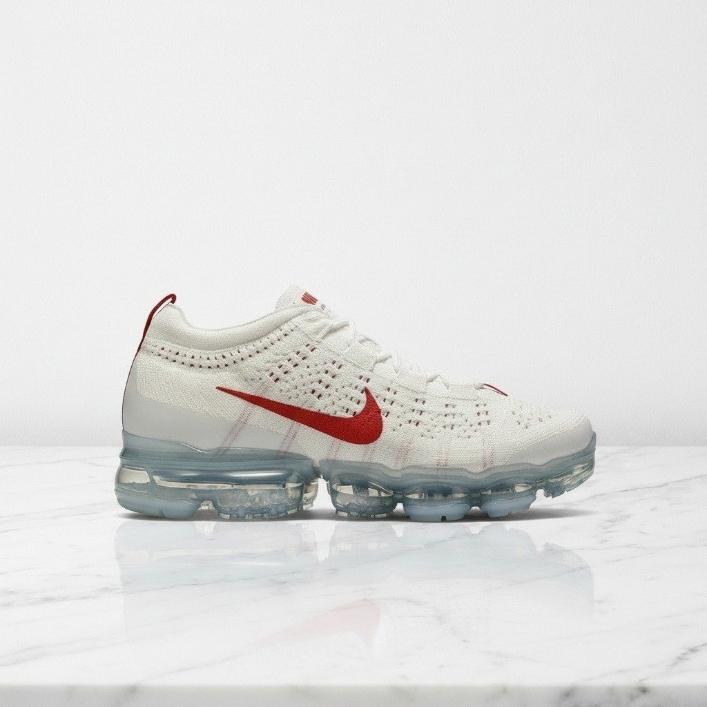 Buty sportowe Nike Air VaporMax 2023 Flyknit dla niego, wygodne na cały dzień, biel z czerwienią DV6840-102