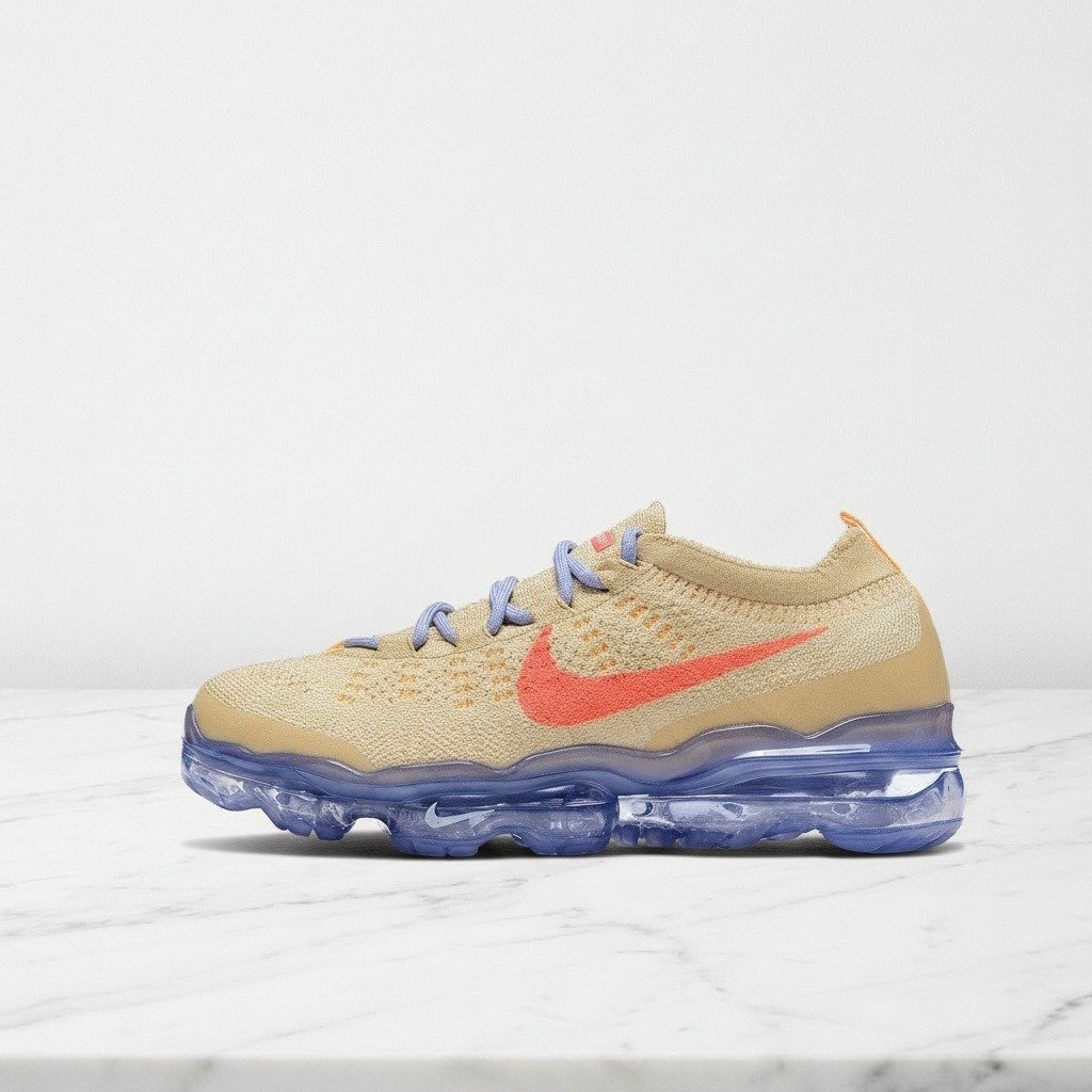 Buty Nike Air VaporMax 2023 Flyknit Pale Vanilla na co dzień, wygodne unisex sneakersy, beżowo-niebieskie, lekka dzianina DV6840-200
