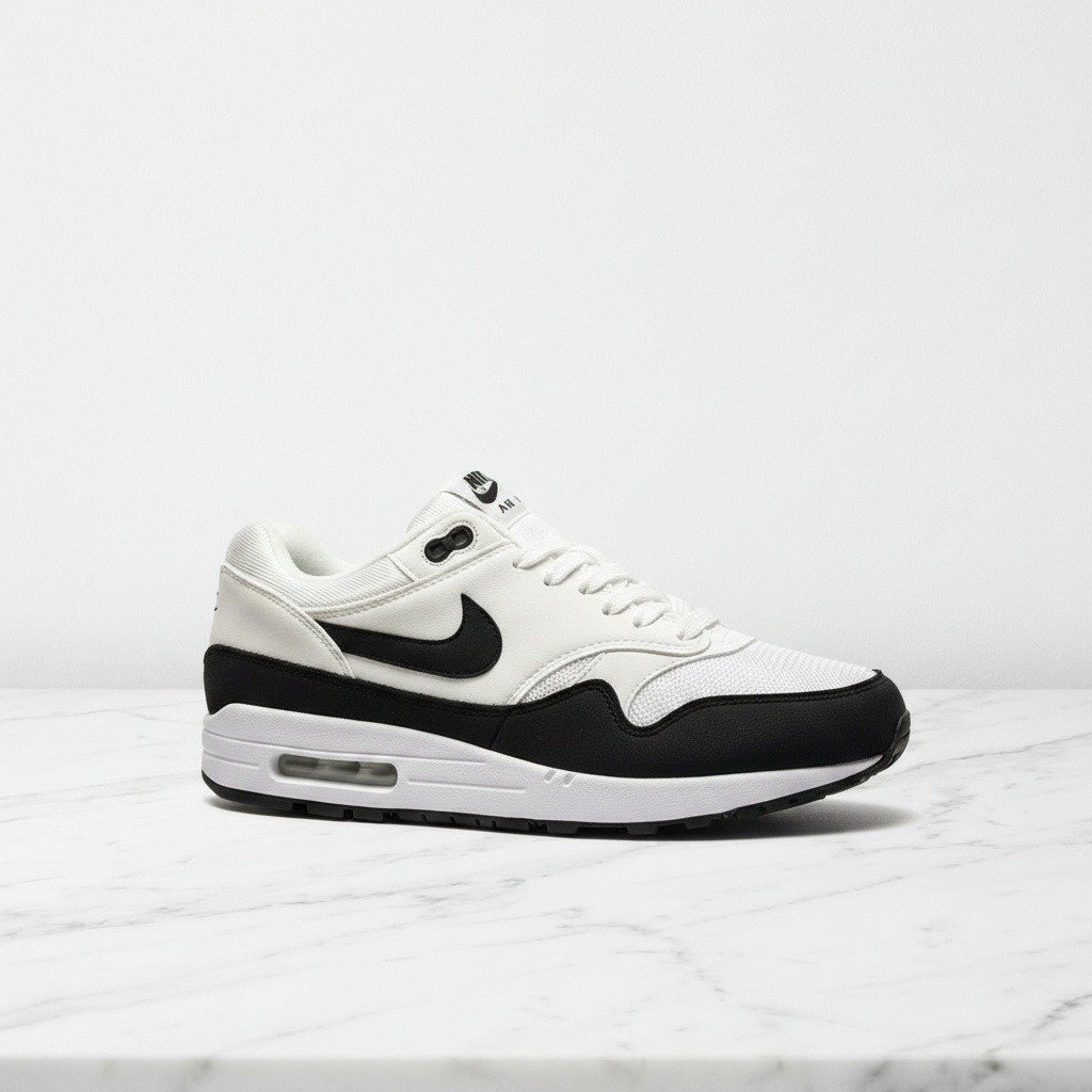 Nike Air Max 1 White Black, wygodne sneakersy unisex na co dzień, biało-czarne, amortyzacja Max Air, pasują do wielu stylizacji 319986-109