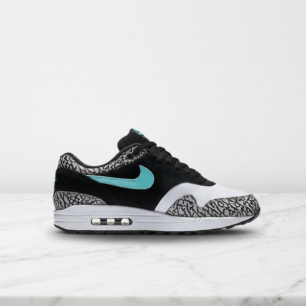 Buty Nike Air Max 1 x Atmos Elephant na co dzień, unisex, wygodna amortyzacja Max Air, zamsz i skóra, czarno-szare, 908366-001