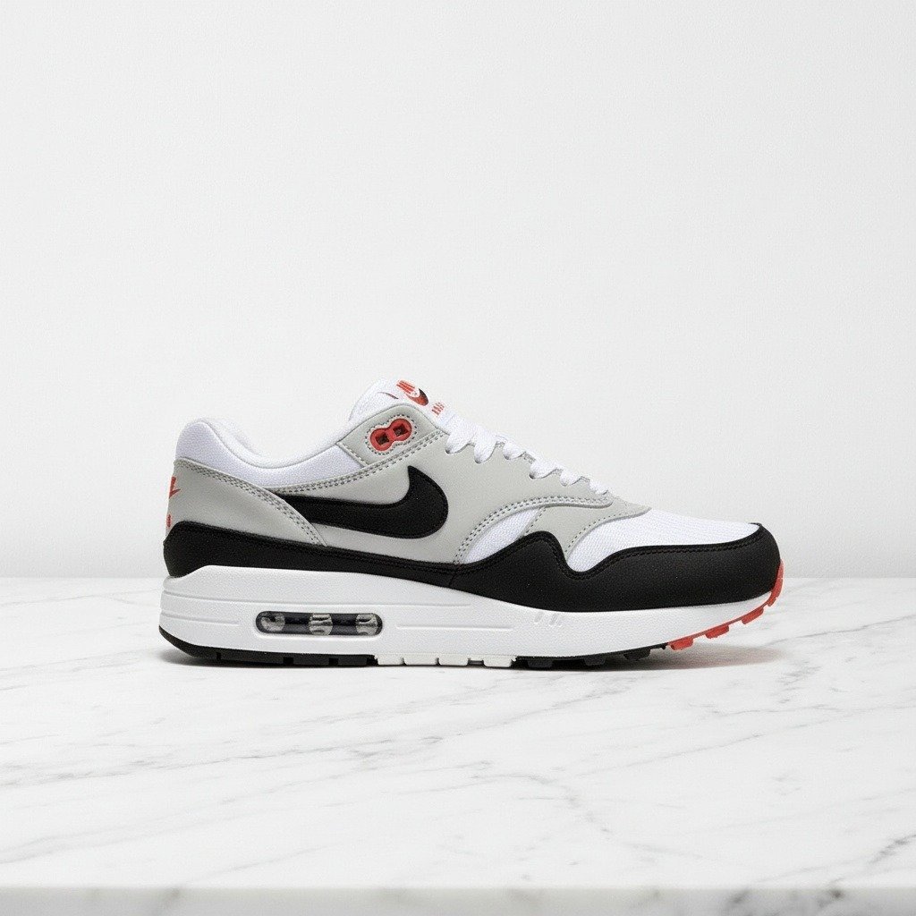 Buty Nike Air Max 1 Anniversary Obsidian, unisex, wygodne na co dzień, siatka i zamsz, biało czarne, świetne do casualowych stylizacji 908375-104