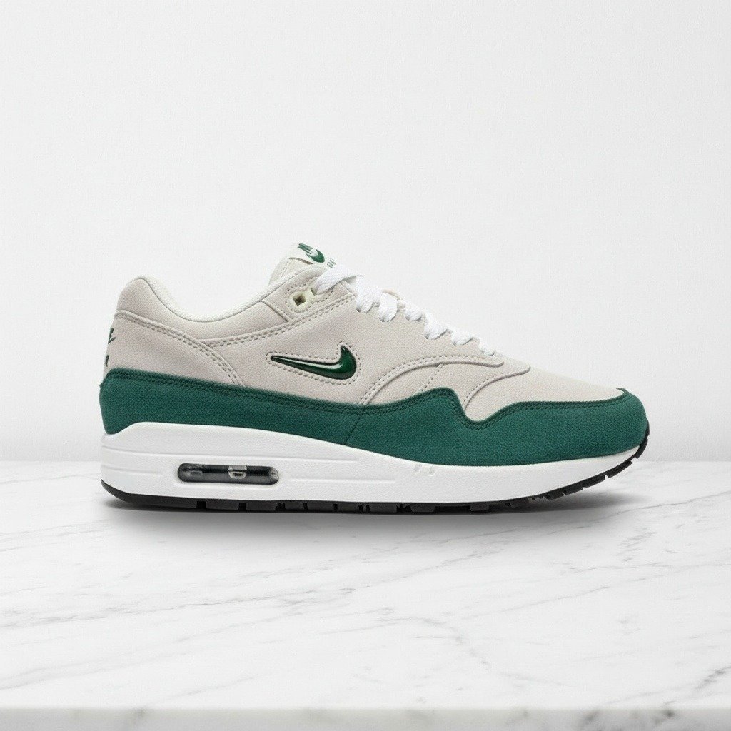 Buty Nike Air Max 1 Premium SC Teal na co dzień, zielono białe, zamsz, wygodne unisex, 918354-003